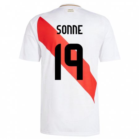 Kandiny Hombre Camiseta Perú Oliver Sonne #19 Blanco 1ª Equipación 24-26 La Camisa Chile