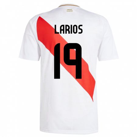 Kandiny Hombre Camiseta Perú Guillermo Larios #19 Blanco 1ª Equipación 24-26 La Camisa Chile