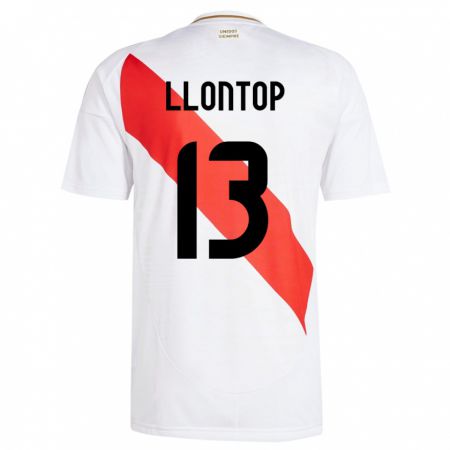 Kandiny Hombre Camiseta Perú Mathías Llontop #13 Blanco 1ª Equipación 24-26 La Camisa Chile