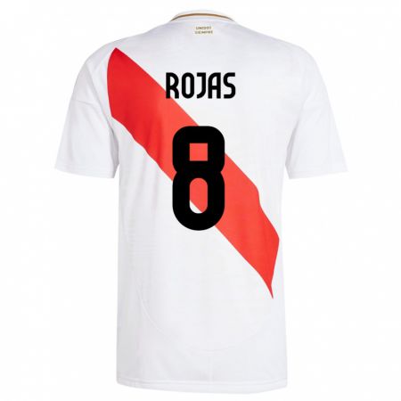 Kandiny Hombre Camiseta Perú Álvaro Rojas #8 Blanco 1ª Equipación 24-26 La Camisa Chile