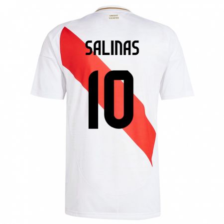 Kandiny Hombre Camiseta Perú Thiago Salinas #10 Blanco 1ª Equipación 24-26 La Camisa Chile
