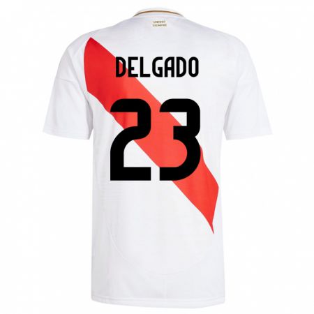 Kandiny Hombre Camiseta Perú Valentino Delgado #23 Blanco 1ª Equipación 24-26 La Camisa Chile