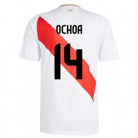 Kandiny Hombre Camiseta Perú Victoria Ochoa #14 Blanco 1ª Equipación 24-26 La Camisa Chile