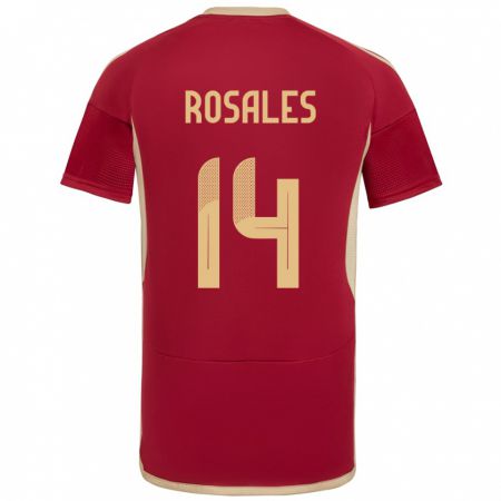 Kandiny Hombre Camiseta Venezuela Roberto Rosales #14 Borgoña 1ª Equipación 24-26 La Camisa Chile