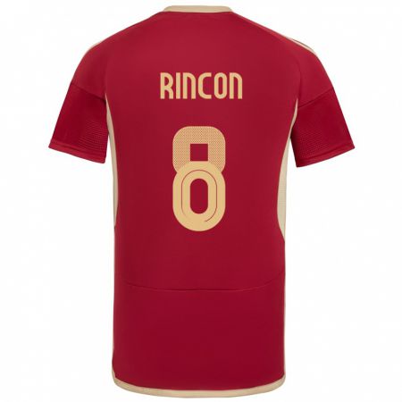 Kandiny Hombre Camiseta Venezuela Tomás Rincón #8 Borgoña 1ª Equipación 24-26 La Camisa Chile