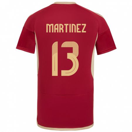 Kandiny Hombre Camiseta Venezuela José Martínez #13 Borgoña 1ª Equipación 24-26 La Camisa Chile