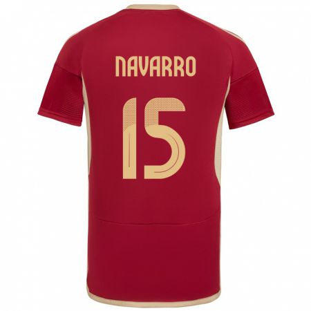 Kandiny Hombre Camiseta Venezuela Miguel Navarro #15 Borgoña 1ª Equipación 24-26 La Camisa Chile