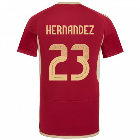 Kandiny Hombre Camiseta Venezuela Luifer Hernández #23 Borgoña 1ª Equipación 24-26 La Camisa Chile