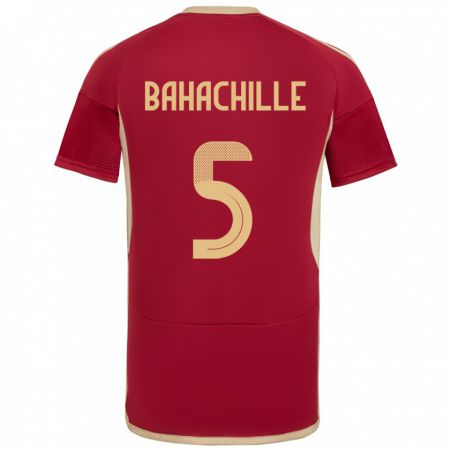 Kandiny Hombre Camiseta Venezuela Abraham Bahachille #5 Borgoña 1ª Equipación 24-26 La Camisa Chile