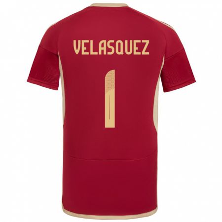 Kandiny Hombre Camiseta Venezuela Yessica Velásquez #1 Borgoña 1ª Equipación 24-26 La Camisa Chile