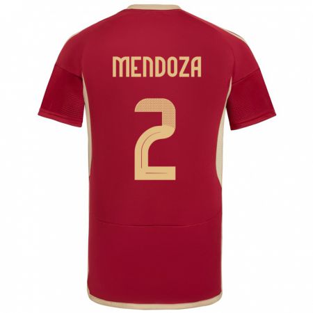 Kandiny Hombre Camiseta Venezuela Rafanny Mendoza #2 Borgoña 1ª Equipación 24-26 La Camisa Chile