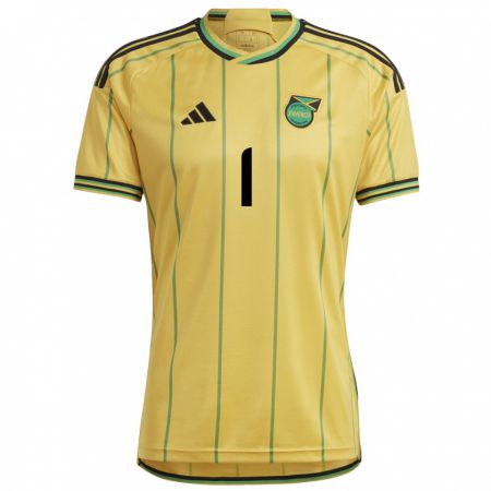 Kandiny Hombre Camiseta Jamaica Akeem Bernard #1 Amarillo 1ª Equipación 24-26 La Camisa Chile