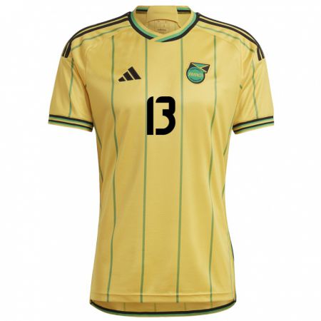 Kandiny Hombre Camiseta Jamaica Taywane Lynch #13 Amarillo 1ª Equipación 24-26 La Camisa Chile