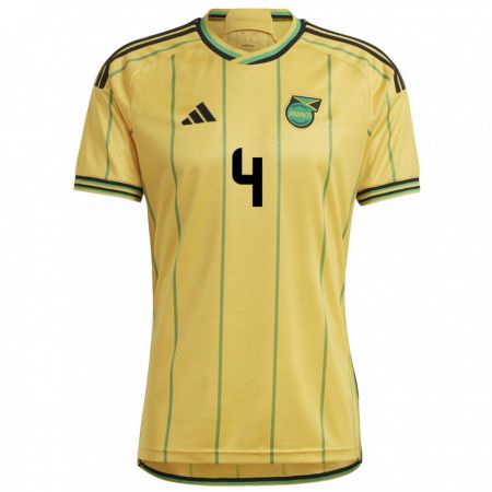 Kandiny Hombre Camiseta Jamaica Richard King #4 Amarillo 1ª Equipación 24-26 La Camisa Chile