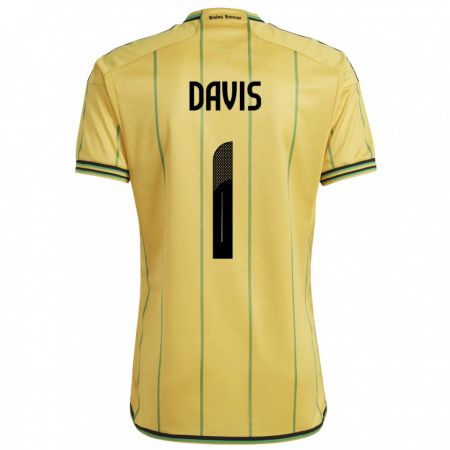 Kandiny Hombre Camiseta Jamaica Shaquan Davis #1 Amarillo 1ª Equipación 24-26 La Camisa Chile