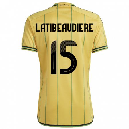 Kandiny Hombre Camiseta Jamaica Joel Latibeaudiere #15 Amarillo 1ª Equipación 24-26 La Camisa Chile