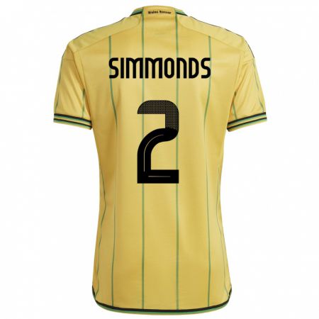 Kandiny Hombre Camiseta Jamaica Nicholas Simmonds #2 Amarillo 1ª Equipación 24-26 La Camisa Chile