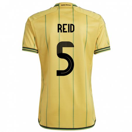 Kandiny Hombre Camiseta Jamaica Adrian Reid #5 Amarillo 1ª Equipación 24-26 La Camisa Chile