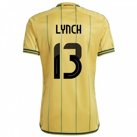 Kandiny Hombre Camiseta Jamaica Taywane Lynch #13 Amarillo 1ª Equipación 24-26 La Camisa Chile