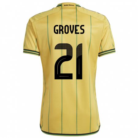 Kandiny Hombre Camiseta Jamaica Isreala Groves #21 Amarillo 1ª Equipación 24-26 La Camisa Chile