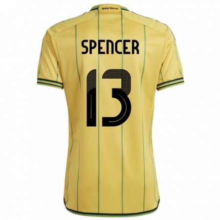 Kandiny Hombre Camiseta Jamaica Rebecca Spencer #13 Amarillo 1ª Equipación 24-26 La Camisa Chile