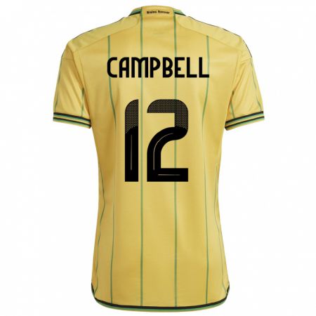 Kandiny Hombre Camiseta Jamaica Sashana Campbell #12 Amarillo 1ª Equipación 24-26 La Camisa Chile