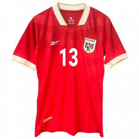 Kandiny Hombre Camiseta Panamá Riley Tanner #13 Rojo 1ª Equipación 24-26 La Camisa Chile