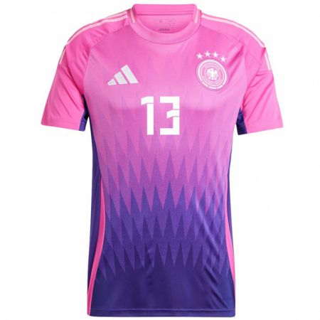 Kandiny Hombre Camiseta Alemania Thomas Muller #13 Rosado Morado 2ª Equipación 24-26 La Camisa Chile