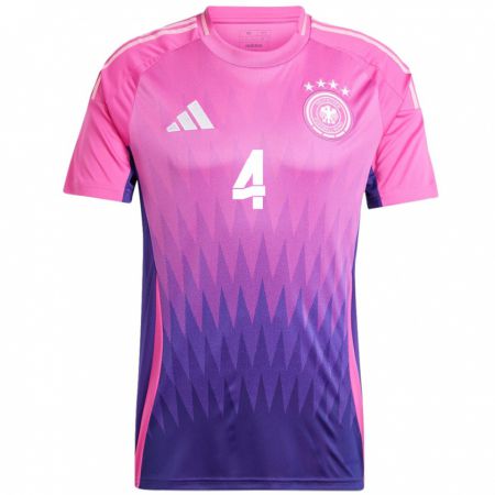Kandiny Hombre Camiseta Alemania Malick Thiaw #4 Rosado Morado 2ª Equipación 24-26 La Camisa Chile