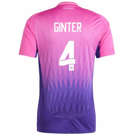 Kandiny Hombre Camiseta Alemania Matthias Ginter #4 Rosado Morado 2ª Equipación 24-26 La Camisa Chile