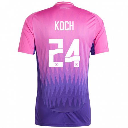 Kandiny Hombre Camiseta Alemania Robin Koch #24 Rosado Morado 2ª Equipación 24-26 La Camisa Chile