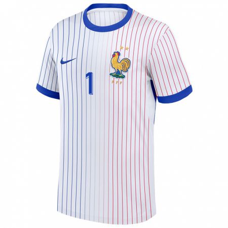 Kandiny Hombre Camiseta Francia Hugo Lloris #1 Blanco 2ª Equipación 24-26 La Camisa Chile