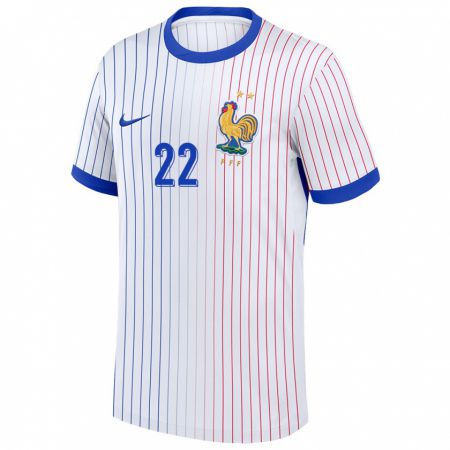 Kandiny Hombre Camiseta Francia Adrien Truffert #22 Blanco 2ª Equipación 24-26 La Camisa Chile