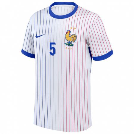 Kandiny Hombre Camiseta Francia Jules Kounde #5 Blanco 2ª Equipación 24-26 La Camisa Chile