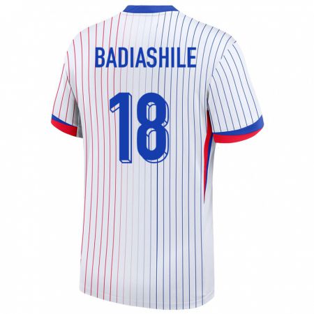 Kandiny Hombre Camiseta Francia Benoit Badiashile #18 Blanco 2ª Equipación 24-26 La Camisa Chile