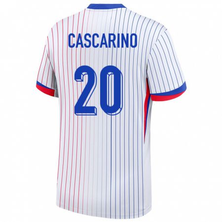 Kandiny Hombre Camiseta Francia Delphine Cascarino #20 Blanco 2ª Equipación 24-26 La Camisa Chile