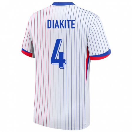 Kandiny Hombre Camiseta Francia Bafode Diakite #4 Blanco 2ª Equipación 24-26 La Camisa Chile