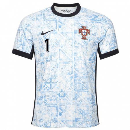 Kandiny Hombre Camiseta Portugal Rui Patricio #1 Crema Azul 2ª Equipación 24-26 La Camisa Chile