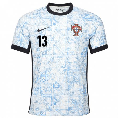Kandiny Hombre Camiseta Portugal Nuno Tavares #13 Crema Azul 2ª Equipación 24-26 La Camisa Chile