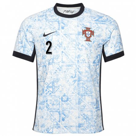 Kandiny Hombre Camiseta Portugal Diogo Dalot #2 Crema Azul 2ª Equipación 24-26 La Camisa Chile