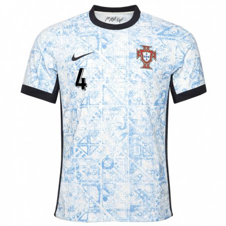 Kandiny Hombre Camiseta Portugal Alexandre Penetra #4 Crema Azul 2ª Equipación 24-26 La Camisa Chile