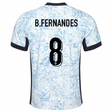 Kandiny Hombre Camiseta Portugal Bruno Fernandes #8 Crema Azul 2ª Equipación 24-26 La Camisa Chile
