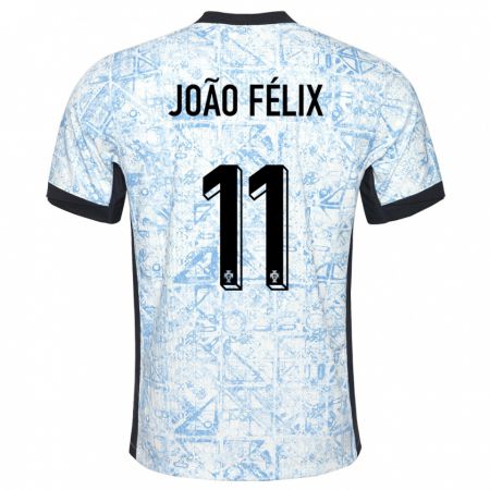Kandiny Hombre Camiseta Portugal Joao Felix #11 Crema Azul 2ª Equipación 24-26 La Camisa Chile