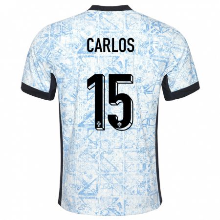 Kandiny Hombre Camiseta Portugal Ze Carlos #15 Crema Azul 2ª Equipación 24-26 La Camisa Chile