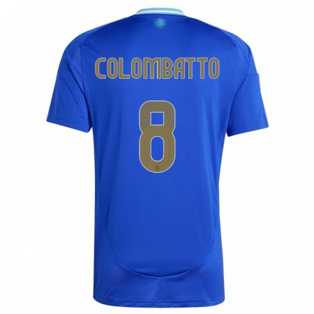 Kandiny Hombre Camiseta Argentina Santiago Colombatto #8 Azul 2ª Equipación 24-26 La Camisa Chile