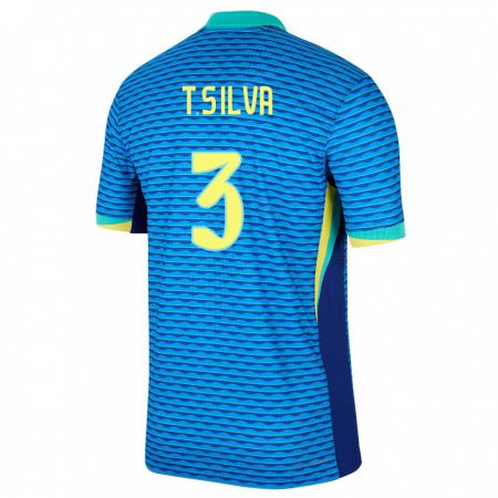 Kandiny Hombre Camiseta Brasil Thiago Silva #3 Azul 2ª Equipación 24-26 La Camisa Chile