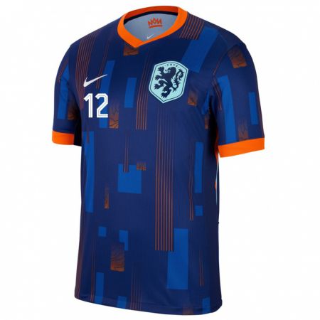 Kandiny Hombre Camiseta Países Bajos Dave Kwakman #12 Azul 2ª Equipación 24-26 La Camisa Chile