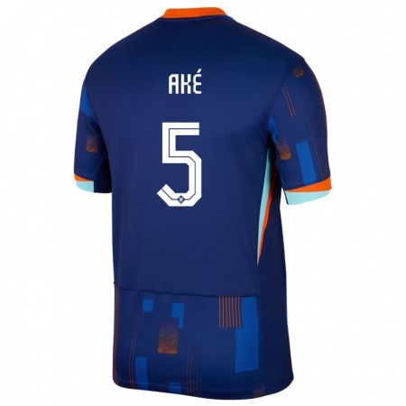 Kandiny Hombre Camiseta Países Bajos Nathan Ake #5 Azul 2ª Equipación 24-26 La Camisa Chile