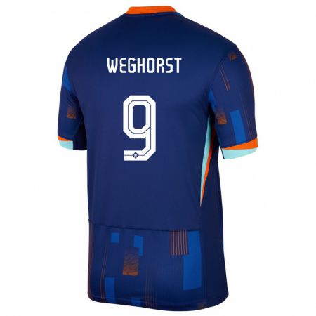 Kandiny Hombre Camiseta Países Bajos Wout Weghorst #9 Azul 2ª Equipación 24-26 La Camisa Chile
