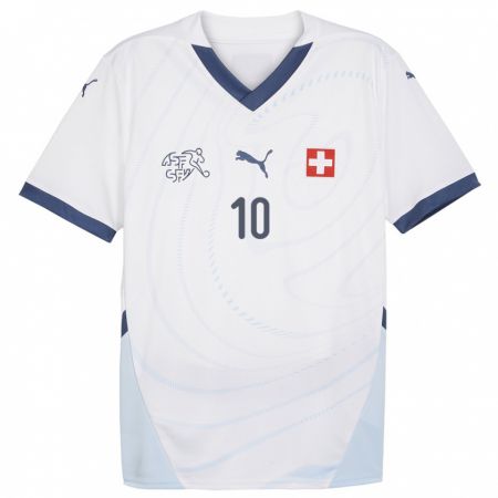 Kandiny Hombre Camiseta Suiza Liam Chipperfield #10 Blanco 2ª Equipación 24-26 La Camisa Chile